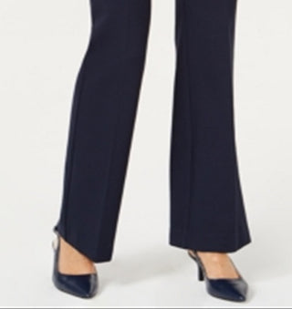 Alfani Women's Faux Leather Trim Wide Leg Trousers Blue Size 24X4.5