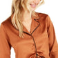 Bar III Women's Tie Front Satin Top Orange Size Small