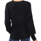 1.STATE Women's Bubble Sleeve Long Sleeve V Neck Sweater Black Size XXS