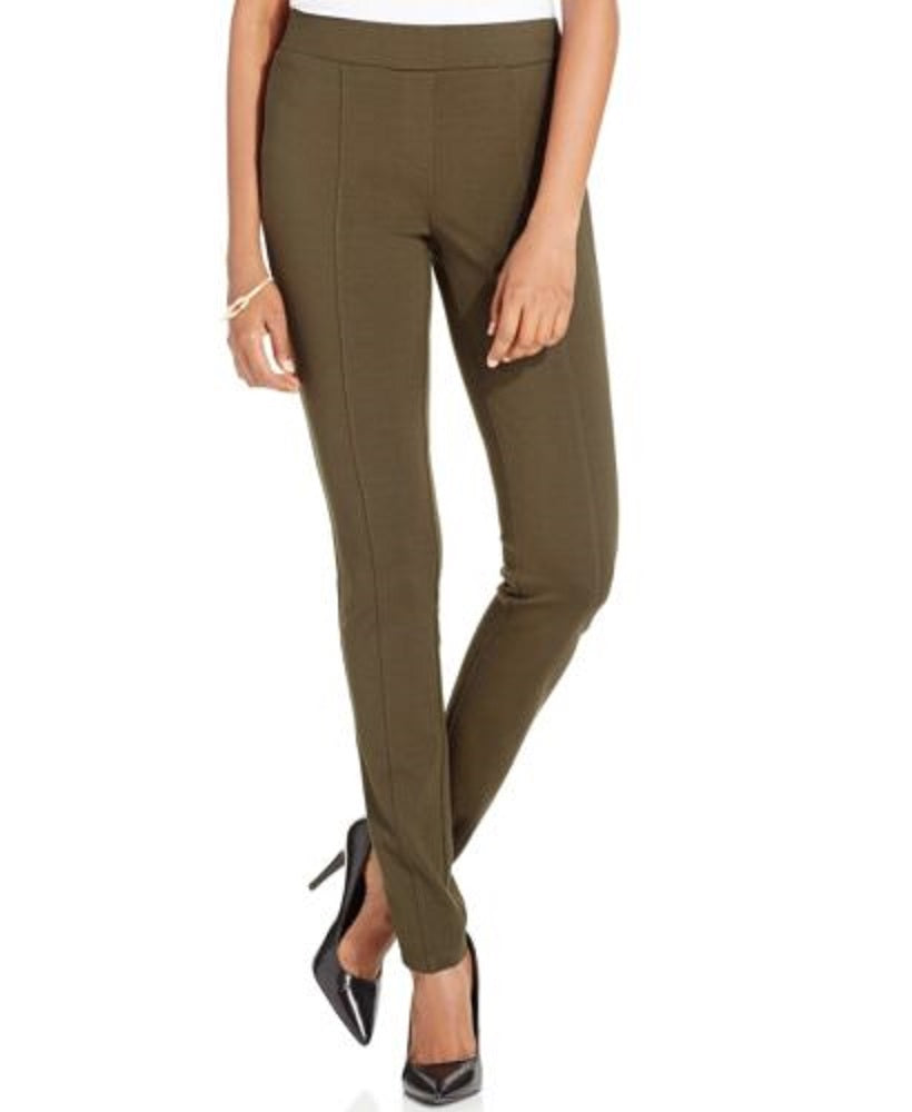 Style & Co Women's Curvy Seamed Ponte Knit Pants Green Size 14