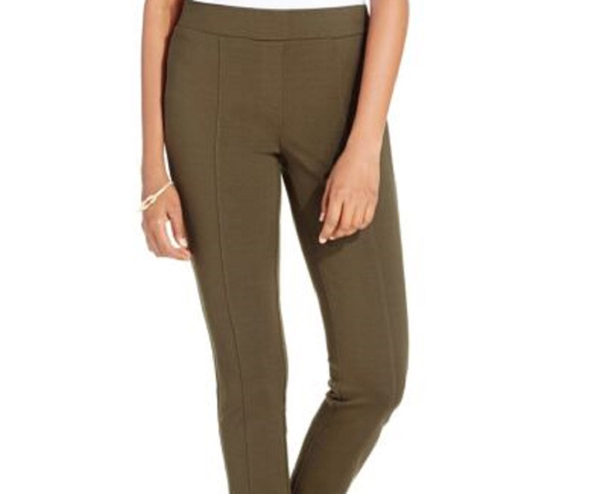 Style & Co Women's Curvy Seamed Ponte Knit Pants Green Size 14