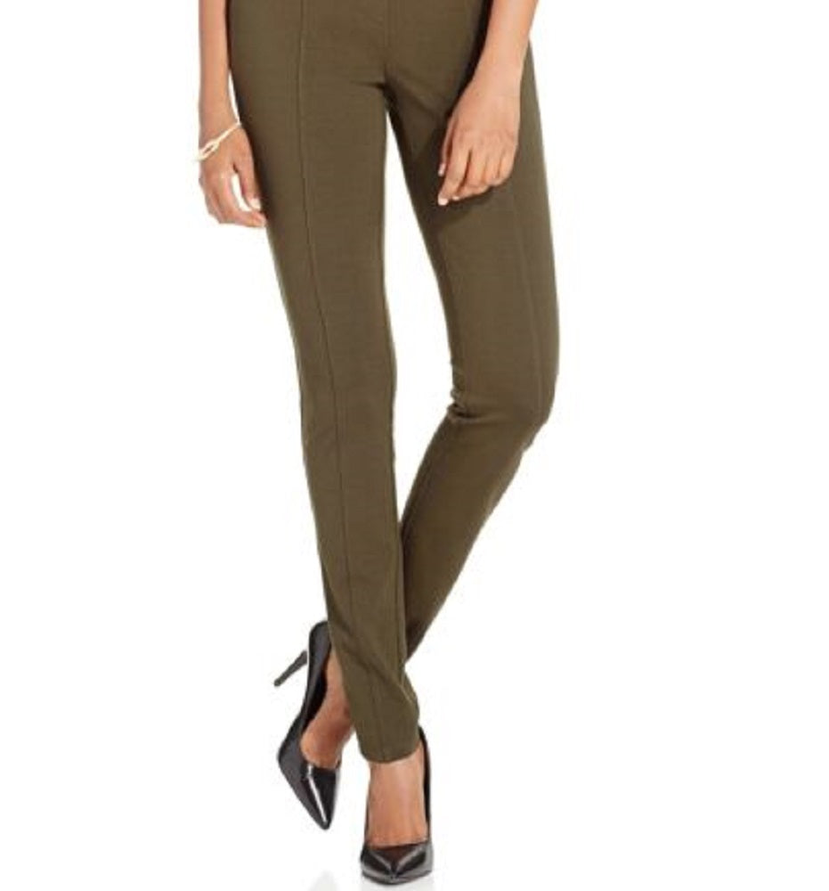 Style & Co Women's Curvy Seamed Ponte Knit Pants Green Size 14