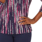 JM Collection Women's 3/4 Sleeve Jacquard T-Shirt Blue Size Small