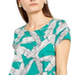 Alfani Women's Printed Round Hem T-Shirt Green Size Petite S