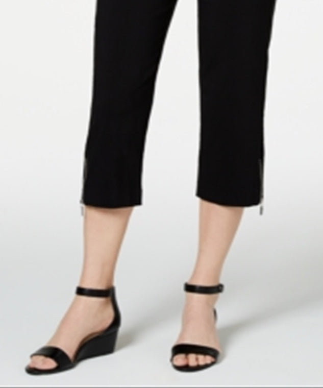 JM Collection Women's Cropped Zipper Trim Pants Black Size Petite L