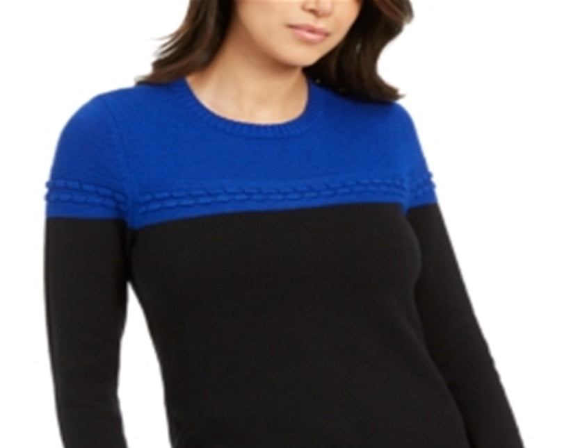 Charter Club Women's Colorblocked Mixed Stitch Sweater Blue Size XX-Large