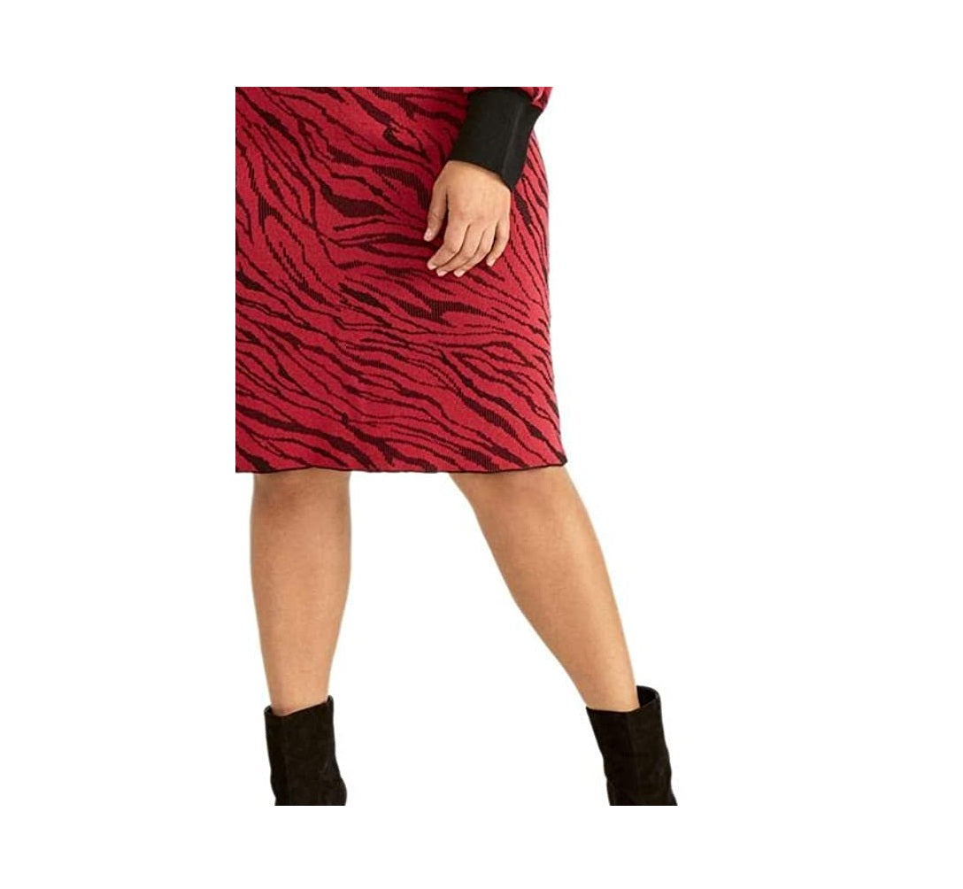 Rachel Roy Women's Trendy Plus Size Bernadette Sweater Dress Redwood Combo Size 0X