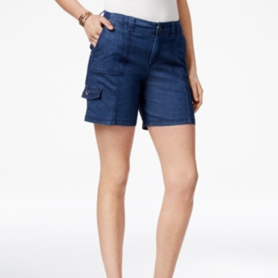 Style & Co Curvy-Fit Comfort-Waist Cargo Shorts  Blue Size 16 --- Style Co Curvy-Fit Comfort-Waist Cargo Medium Chambray 16