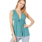 Free People Women's  Sleeveless V Neck Hi-Lo Top Blue Size Small