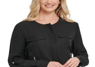 DKNY Women's Roll Tab Zip Front Jacket in Black Size Medium