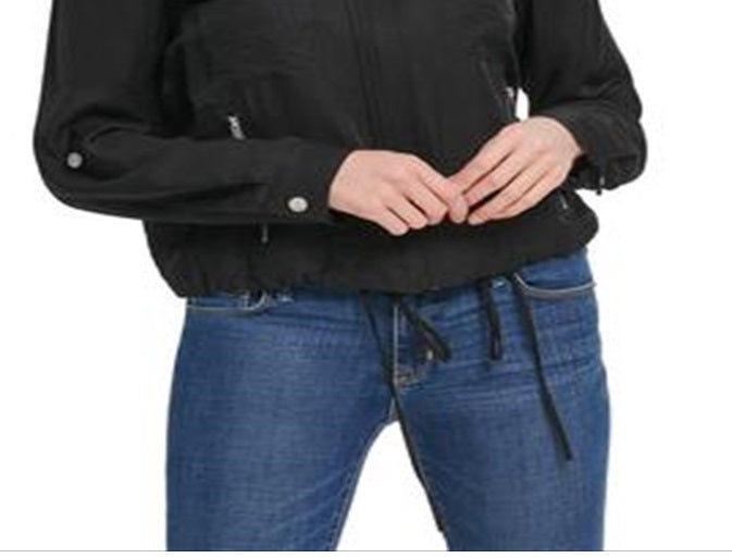 DKNY Women's Roll Tab Zip Front Jacket in Black Size Medium