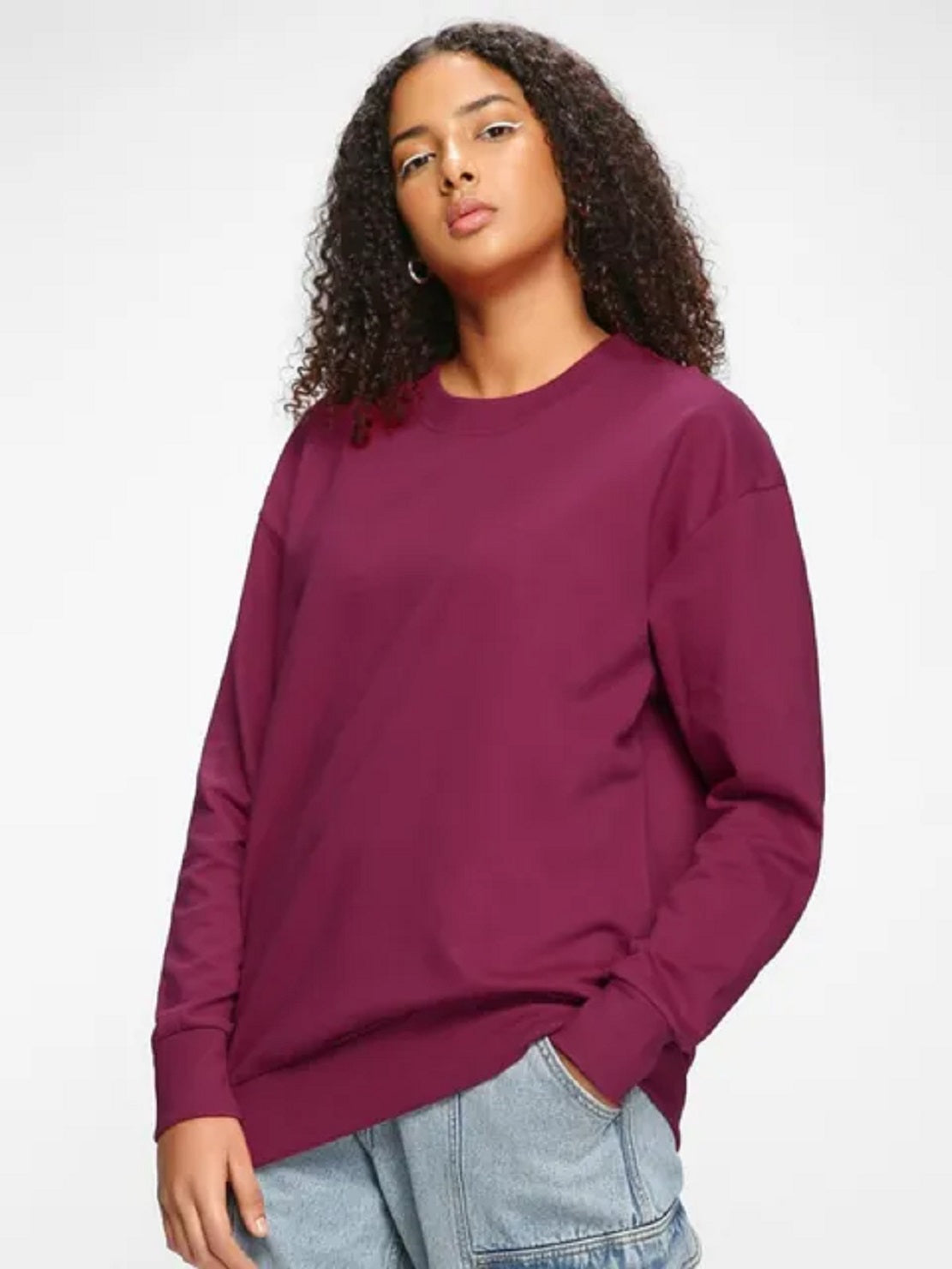 Bewakoof Women's Solid Boxy Sweatshirt Purple Size XX-Large