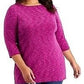Karen Scott Women's Long Sleeve Spacedye Microfleece Top Pink Size XL
