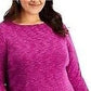 Karen Scott Women's Long Sleeve Spacedye Microfleece Top Pink Size XL