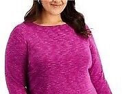 Karen Scott Women's Long Sleeve Spacedye Microfleece Top Pink Size XL