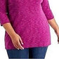 Karen Scott Women's Long Sleeve Spacedye Microfleece Top Pink Size XL