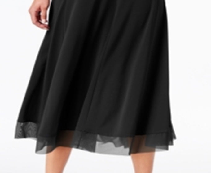 JM Collection Women's Mesh Hem a Line Skirt Black Size Small
