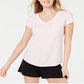 Maison Jules Women's V Neck Patch-Pocket T-Shirt Pink Size X-Large