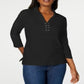 Karen Scott Women's Cotton Lace up Shirt Black Size XX-Large