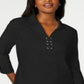 Karen Scott Women's Cotton Lace up Shirt Black Size XX-Large
