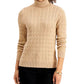 Charter Club Women's Cable Knit Turtleneck Sweater Brown Size Petite M