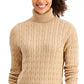Charter Club Women's Cable Knit Turtleneck Sweater Brown Size Petite M