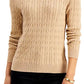 Charter Club Women's Cable Knit Turtleneck Sweater Brown Size Petite M