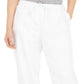 Charter Club Women's Linen Drawstring Waist Pants White Size M