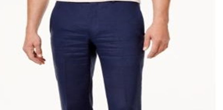 Ralph Lauren Men's Professional Flat Front Linen Pants Blue Size 42X30