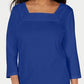 Karen Scott Women's Crochet Square Neck Top Blue Size XXL