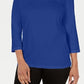 Karen Scott Women's Crochet Square Neck Top Blue Size XXL
