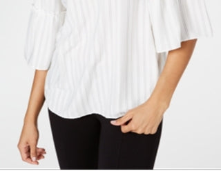 Alfani Women's Bell Sleeve Blouse Top White Size X-Large