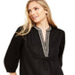 Charter Club Women's Embellished Neck Tunic Black Size X-Small