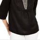Charter Club Women's Embellished Neck Tunic Black Size X-Small