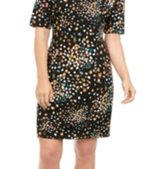 Alfani Women's Printed Sheath Dress Black Size 16