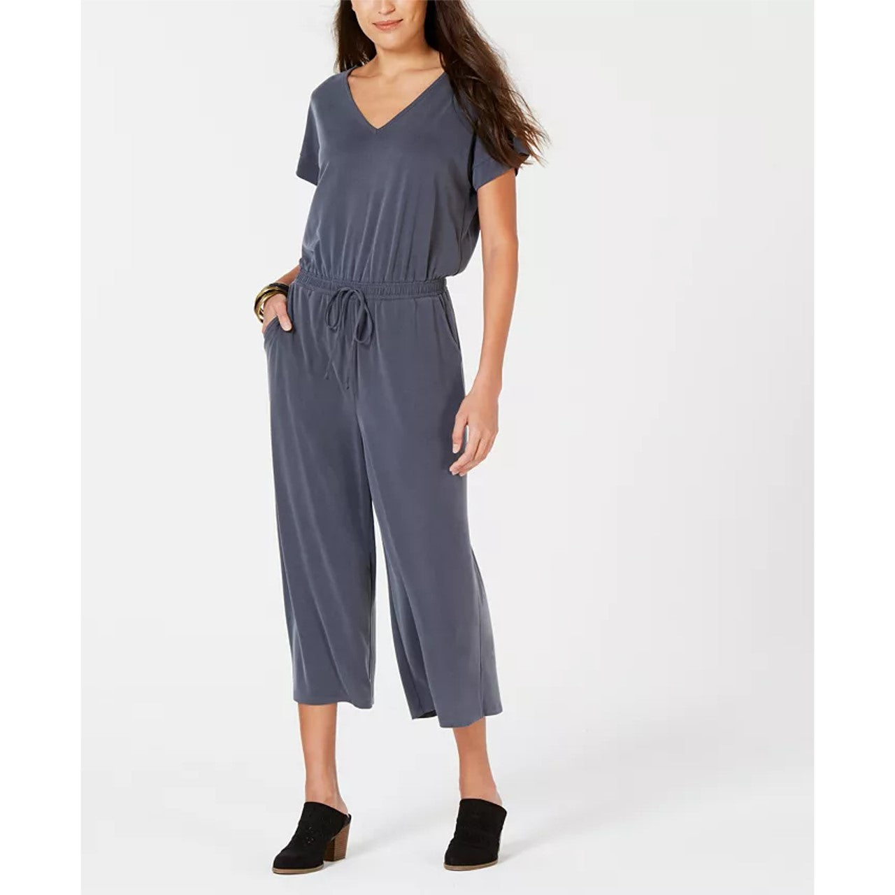 Style & Co Women's Cropped Jumpsuit Grey Size M