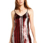 Bar III Women's Sequined Striped Spaghetti Strap V Neck Short Shift Party Dress Black Size XX-Small