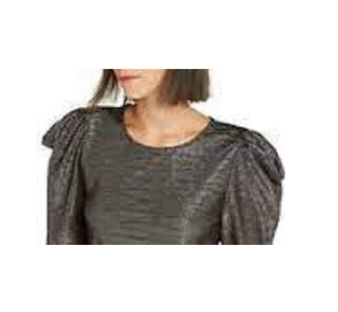 INC International Concepts Women's Puff-Sleeve Shine Top  Black Size XL
