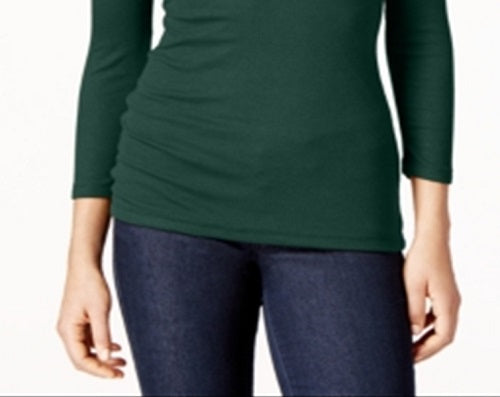 INC International Concepts Women's Ribbed Top Green Size Large