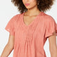 Style & Co Women's Textured Flutter Sleeve Top Orange Size Petite XL