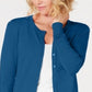 Charter Club Women's Long Sleeve Button Front Cardigan Blue Size XX-Large