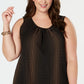Anne Klein Women's Plus Printed Scoop Neck Sleeveless Top Black Size 3XL