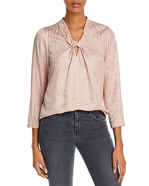 Rebecca Taylor Women's Snake Print Cut Out Blouse Pink Size 2