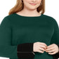 Alfani Women's Plus Colorblock Long Sweater Green Size 1X