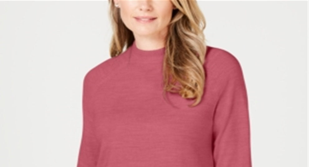 Karen Scott Women's Mock Neck Sweater Pink Size Petite L
