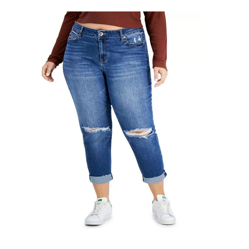 Celebrity Pink Women's Trendy Plus Size Ripped Girlfr Oakley Size16W