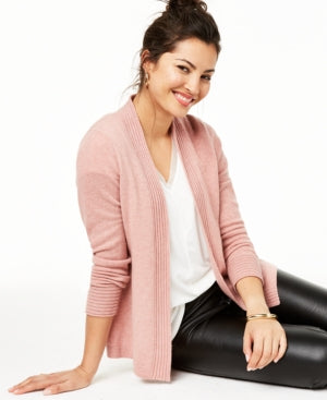 Charter Club Women's Open-Front Cashmere Cardigan Regular & Petite Pink Size Petite Large