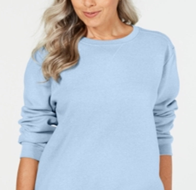 Karen Scott Women's  Petite Crewneck Fleece Sweatshirt  Blue Size PXS