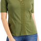 Karen Scott Women's Crochet Trim Henley Top Green Size XL