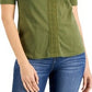 Karen Scott Women's Crochet Trim Henley Top Green Size XL
